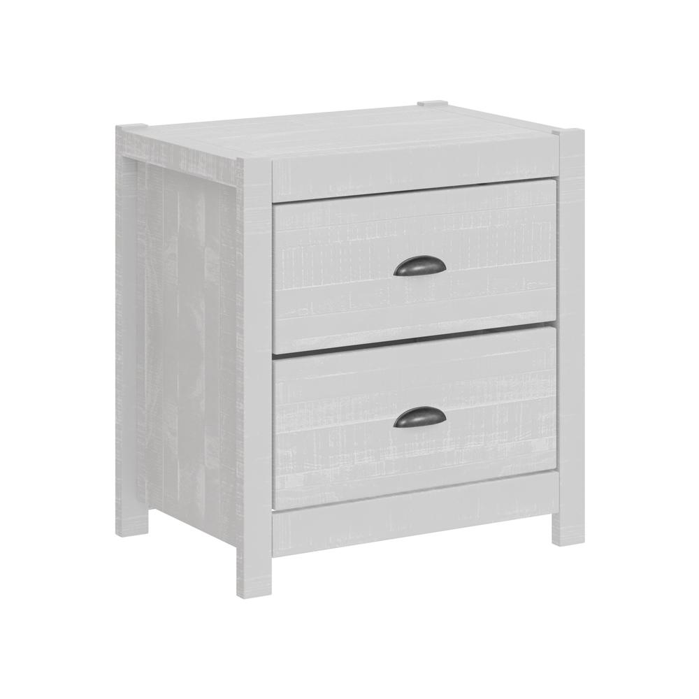 24" White Distressed Solid Wood Two Drawer Nightstand. Picture 3