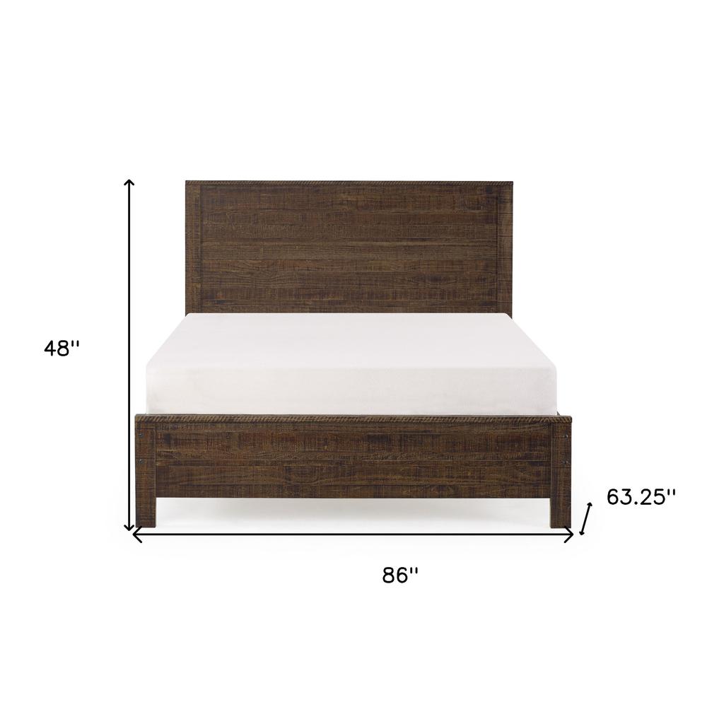 Dark Brown Solid Wood Queen Bed Frame. Picture 8