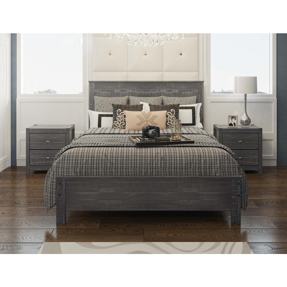 Grey Solid Wood Queen Bed Frame. Picture 8