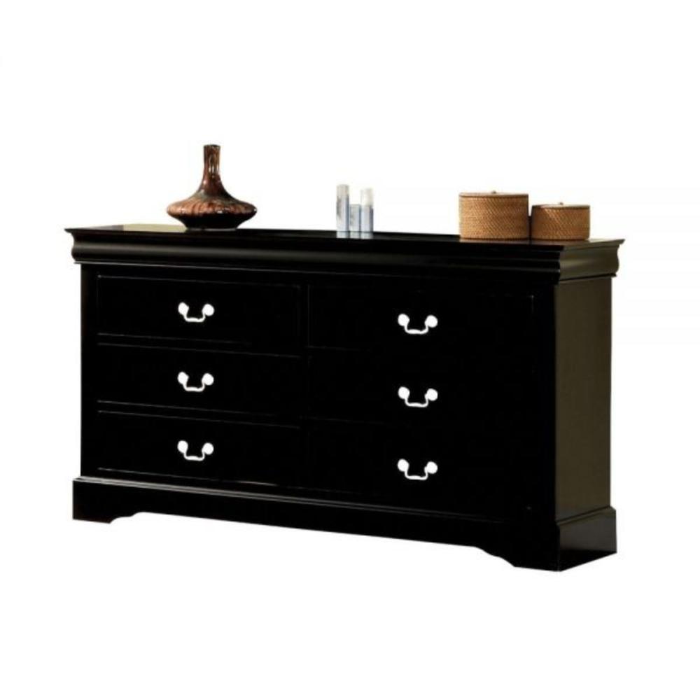 60" Black Manufactured Wood Six Drawer Double Dresser. Picture 2