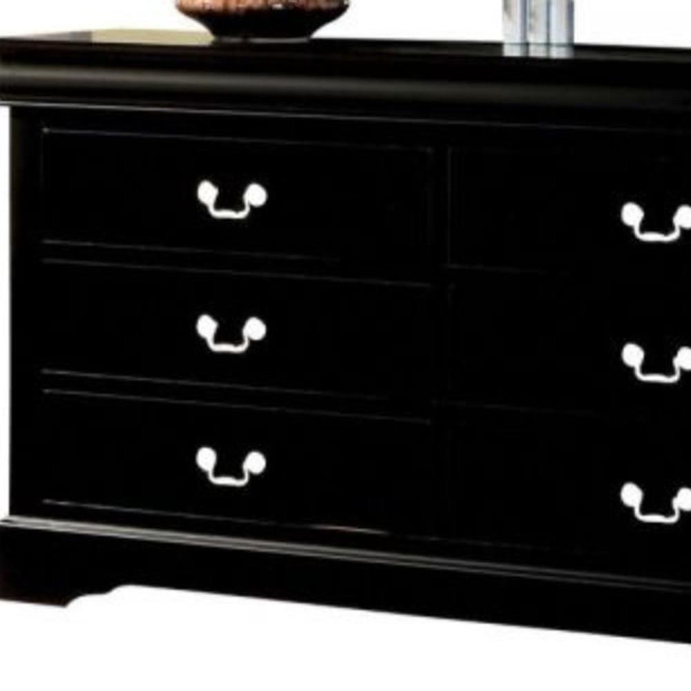 60" Black Manufactured Wood Six Drawer Double Dresser. Picture 4