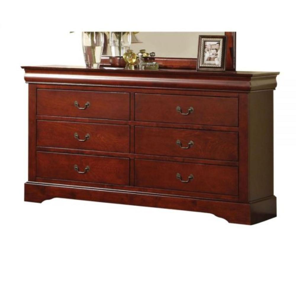60" Cherry Manufactured Wood Six Drawer Double Dresser. Picture 4