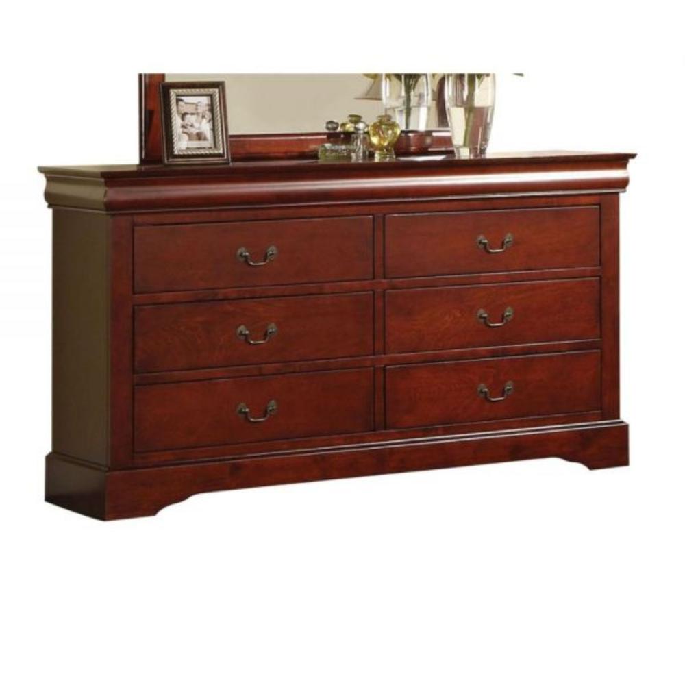 60" Cherry Manufactured Wood Six Drawer Double Dresser. Picture 3
