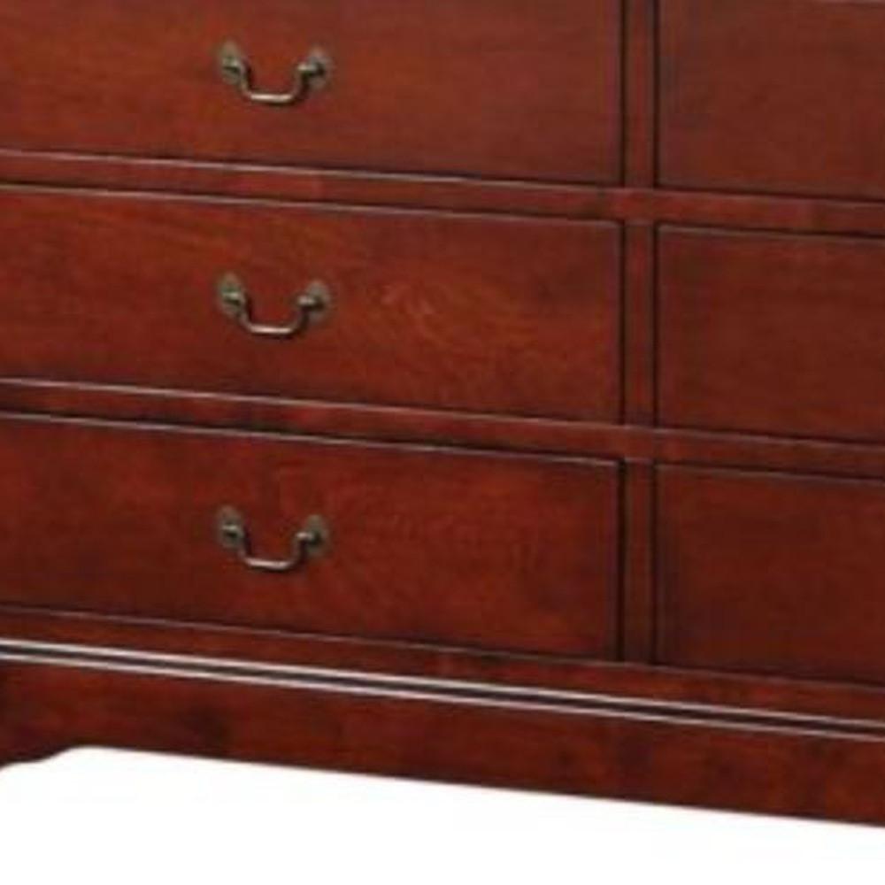 60" Cherry Manufactured Wood Six Drawer Double Dresser. Picture 5
