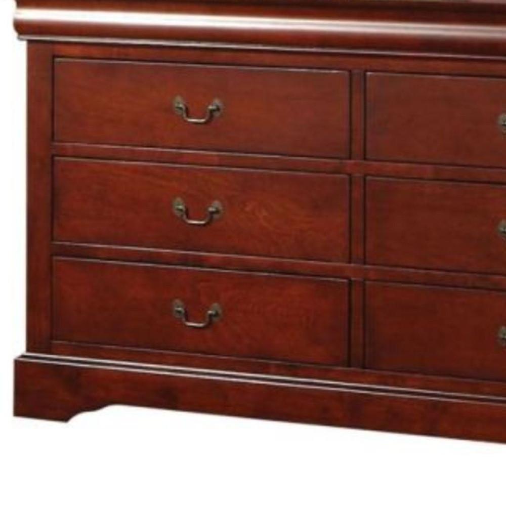 60" Cherry Manufactured Wood Six Drawer Double Dresser. Picture 6