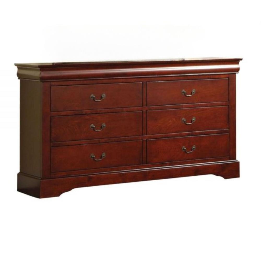 60" Cherry Manufactured Wood Six Drawer Double Dresser. Picture 2