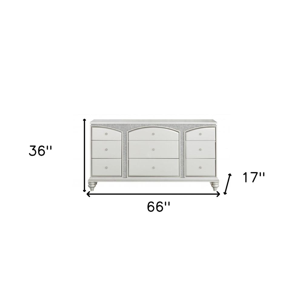 66" Platinum Manufactured Wood Nine Drawer Dresser. Picture 5