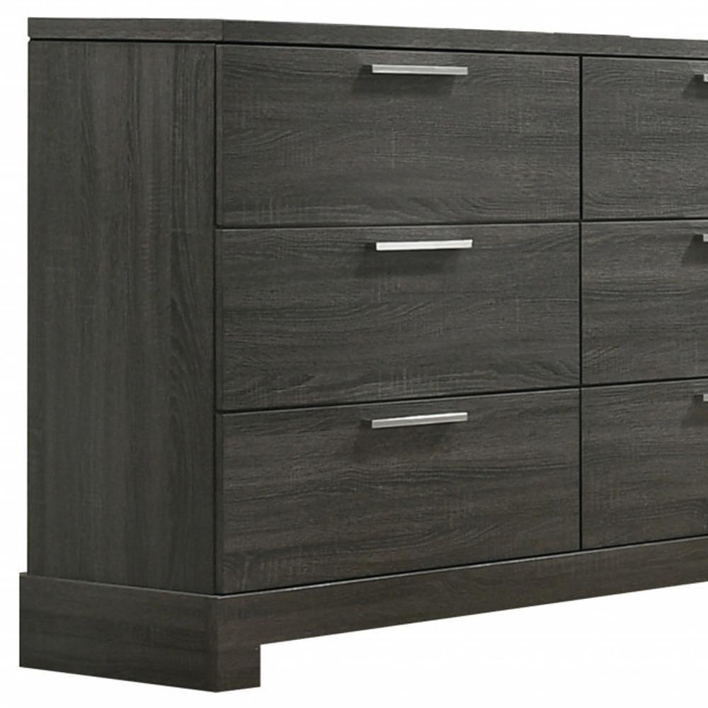 59" Gray Oak Manufactured Wood Six Drawer Double Dresser. Picture 3