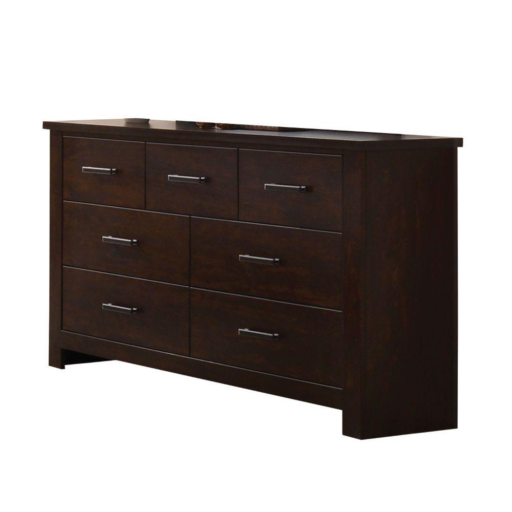 55" Mahogany Seven Drawer Double Dresser. Picture 1