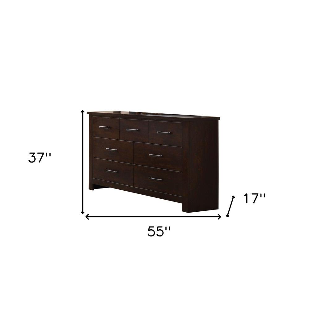 55" Mahogany Seven Drawer Double Dresser. Picture 7