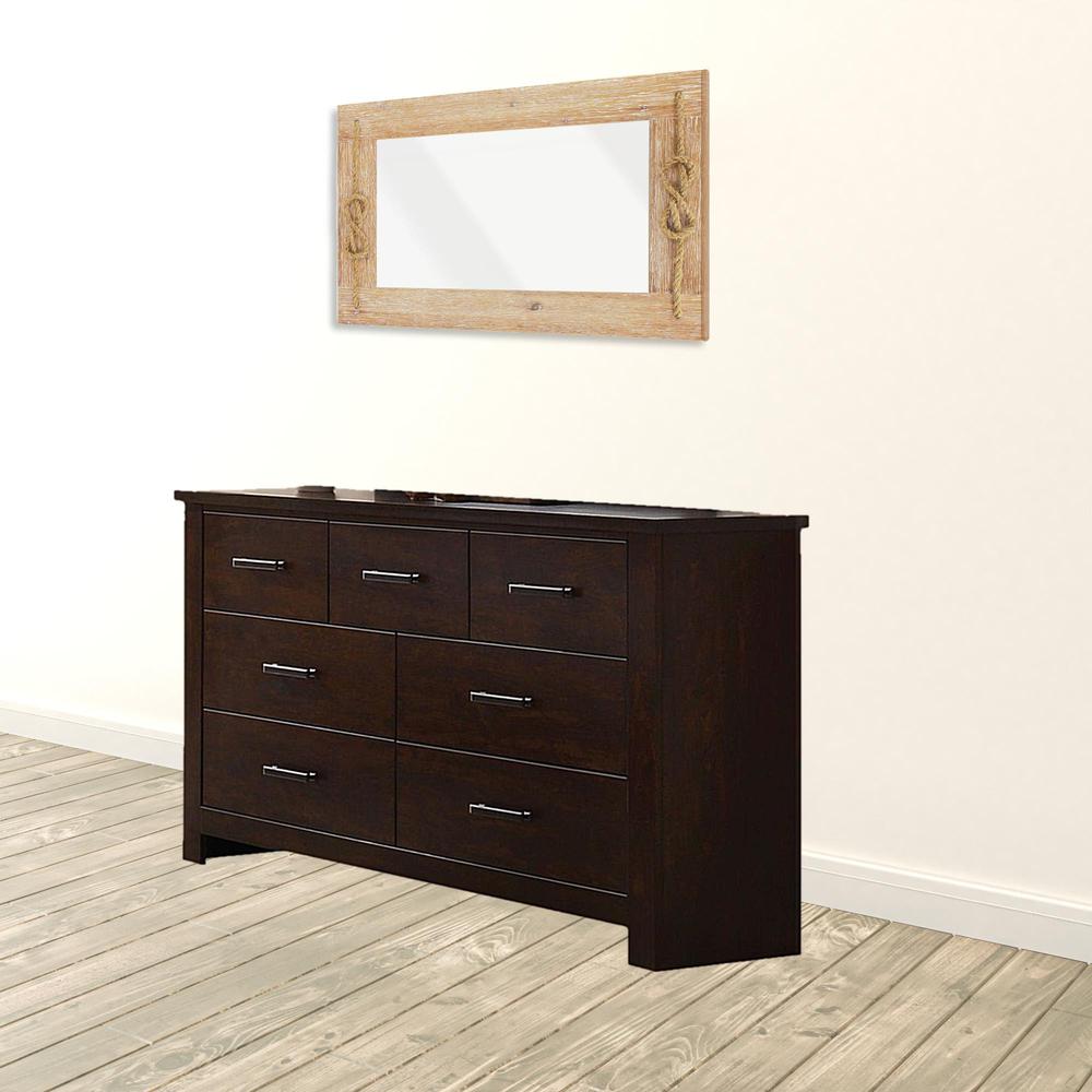 55" Mahogany Seven Drawer Double Dresser. Picture 2