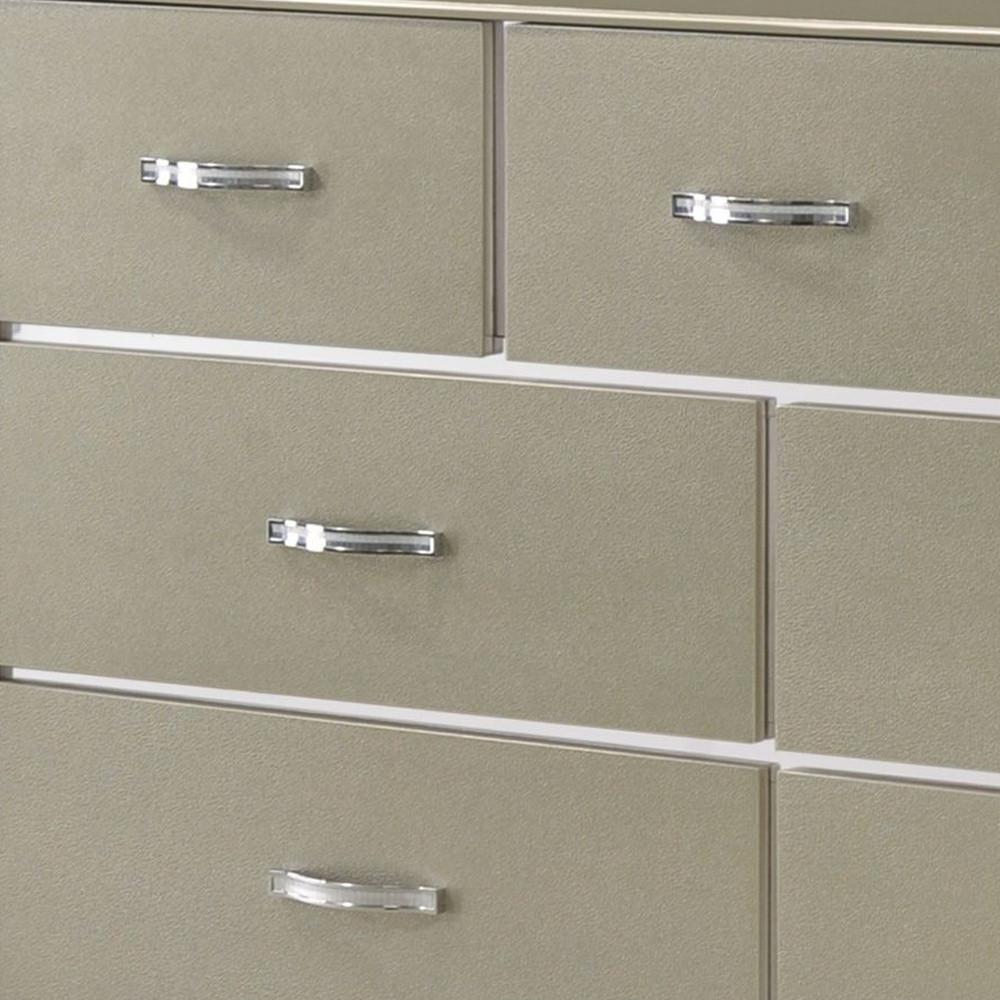 58" Champagne Manufactured Wood Seven Drawer Triple Dresser. Picture 3