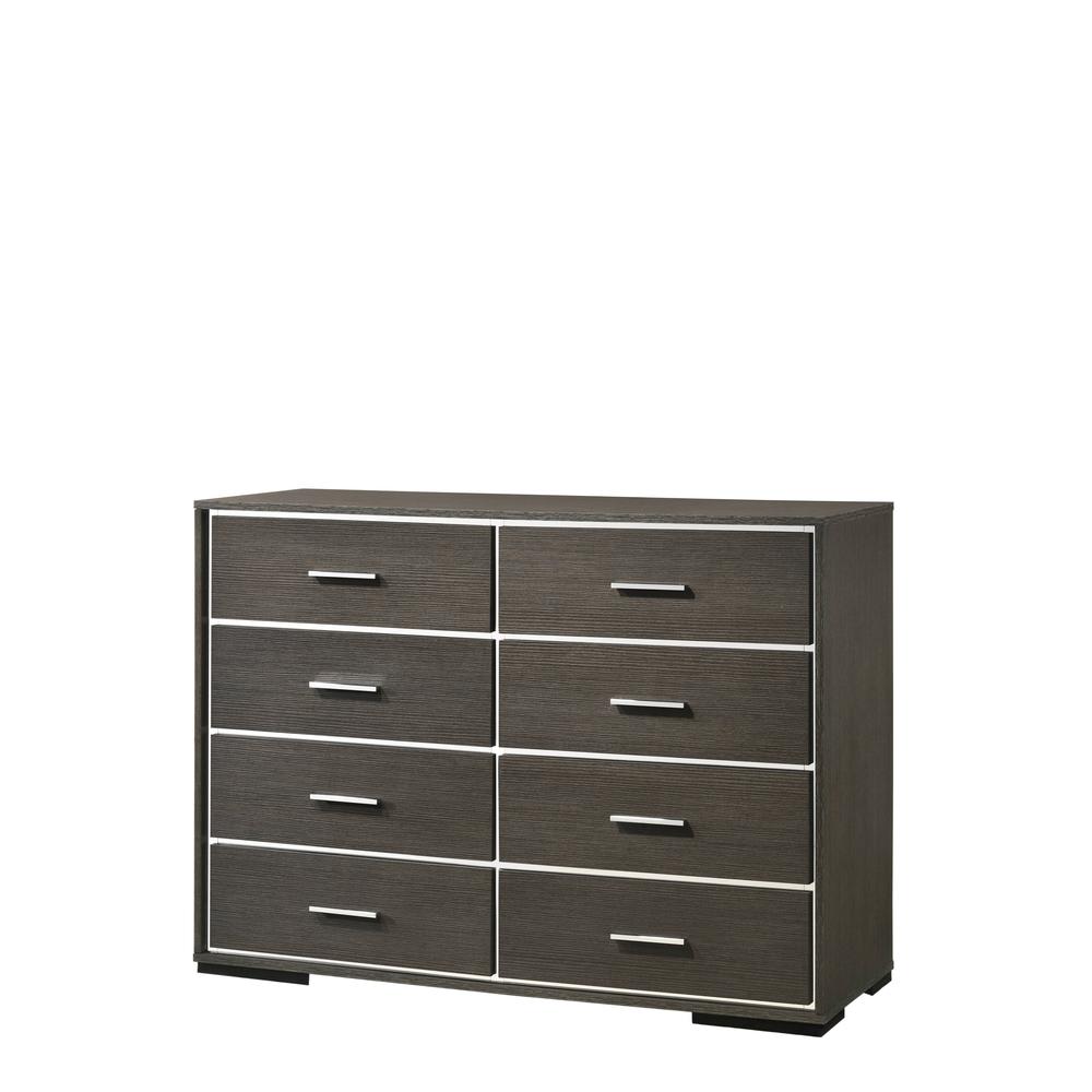 57" Gray Oak Manufactured Wood Eight Drawer Dresser. Picture 1