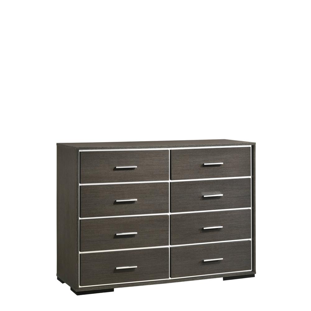 57" Gray Oak Manufactured Wood Eight Drawer Dresser. Picture 2