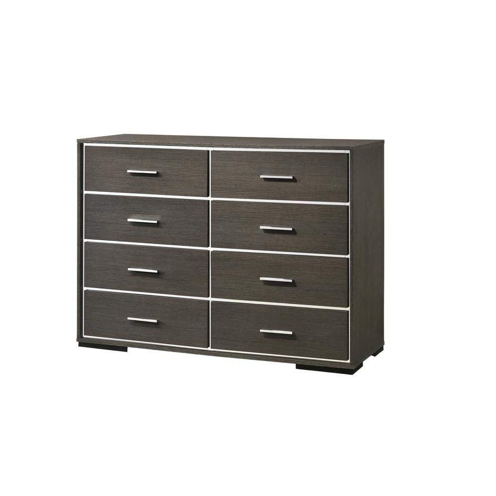 57" Gray Oak Manufactured Wood Eight Drawer Dresser. Picture 3