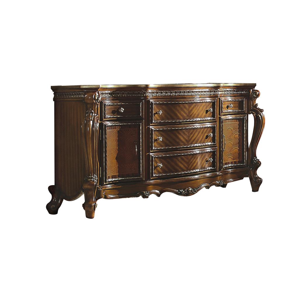 69" Honey Oak Manufactured Wood Five Drawer Dresser. Picture 1