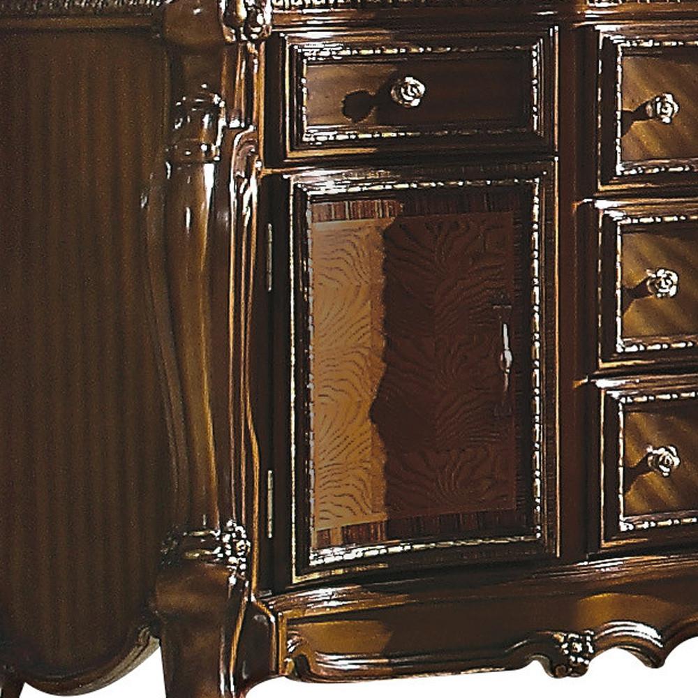 69" Honey Oak Manufactured Wood Five Drawer Dresser. Picture 2