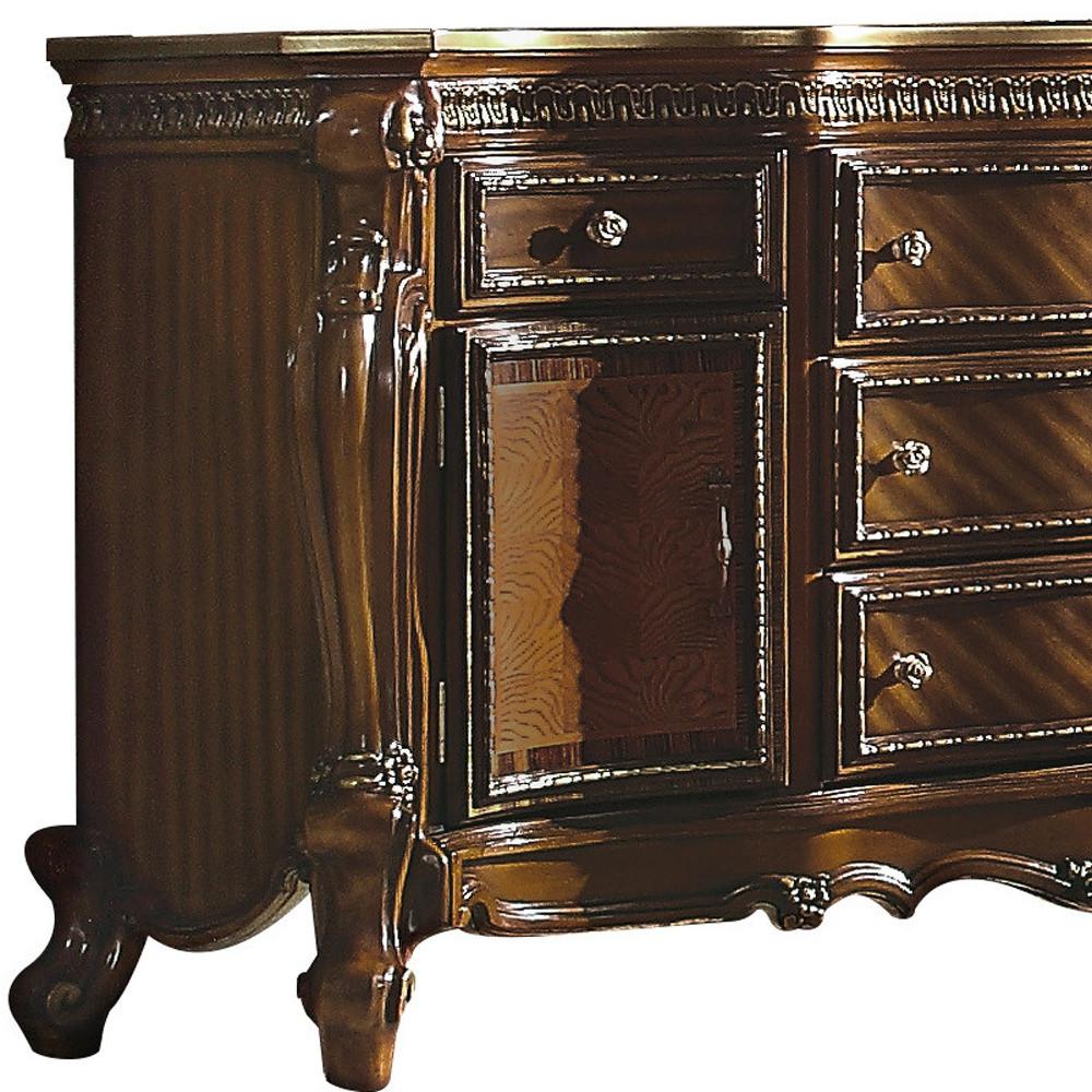 69" Honey Oak Manufactured Wood Five Drawer Dresser. Picture 3