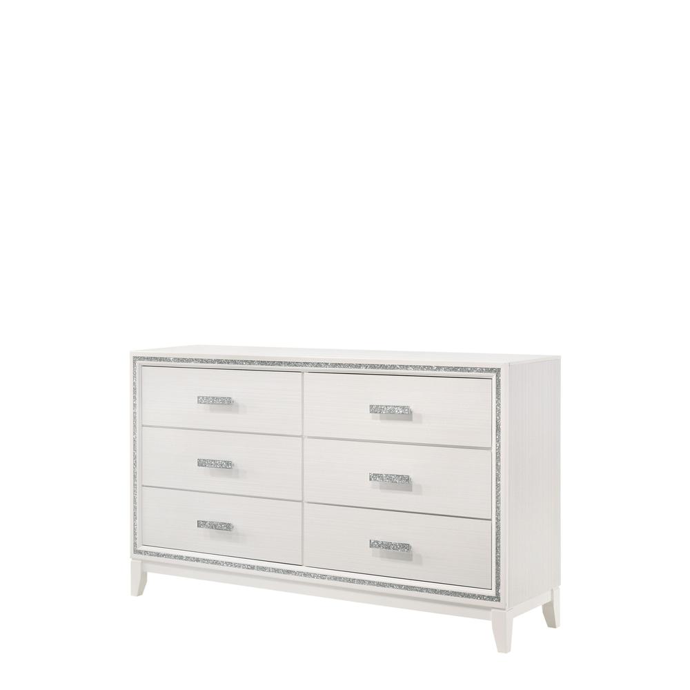 63" White Finish Manufactured Wood Six Drawer Dresser. Picture 2