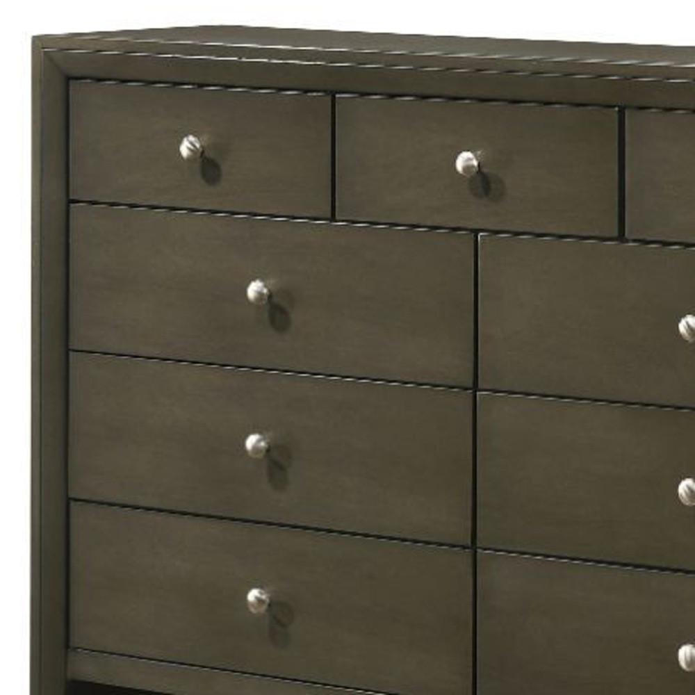 55" Gray Finish Manufactured Wood Nine Drawer Dresser. Picture 1