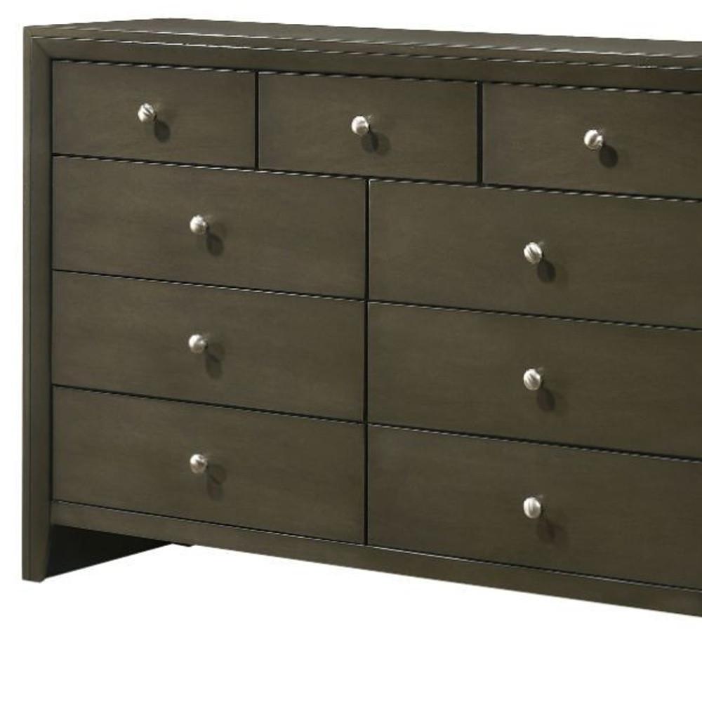 55" Gray Finish Manufactured Wood Nine Drawer Dresser. Picture 2