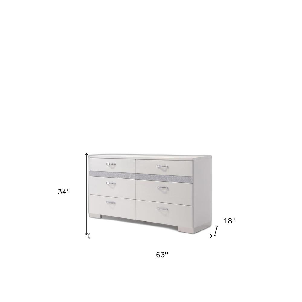 63" White High Gloss Manufactured Wood Eight Drawer Double Dresser. Picture 5