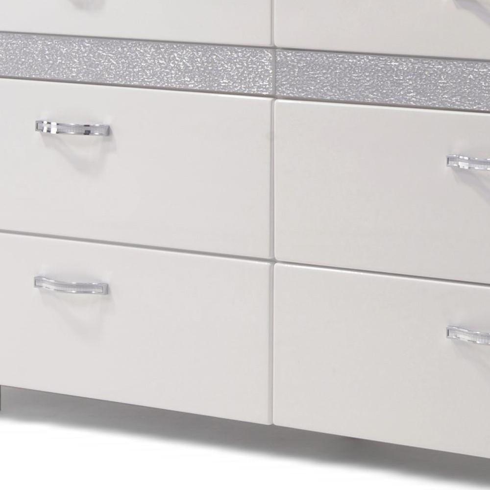 63" White High Gloss Manufactured Wood Eight Drawer Double Dresser. Picture 3