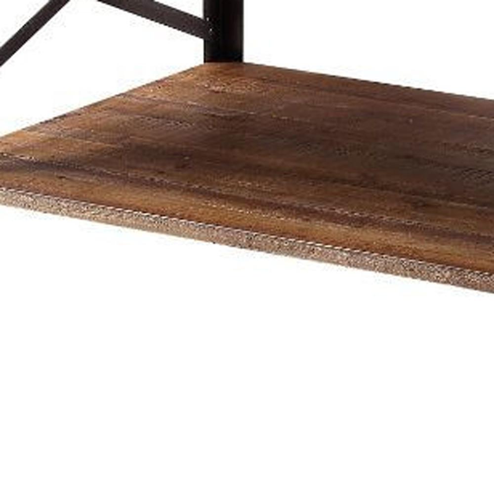 48" Sandy Black And Weathered Oak Rectangular Coffee Table With Shelf. Picture 3
