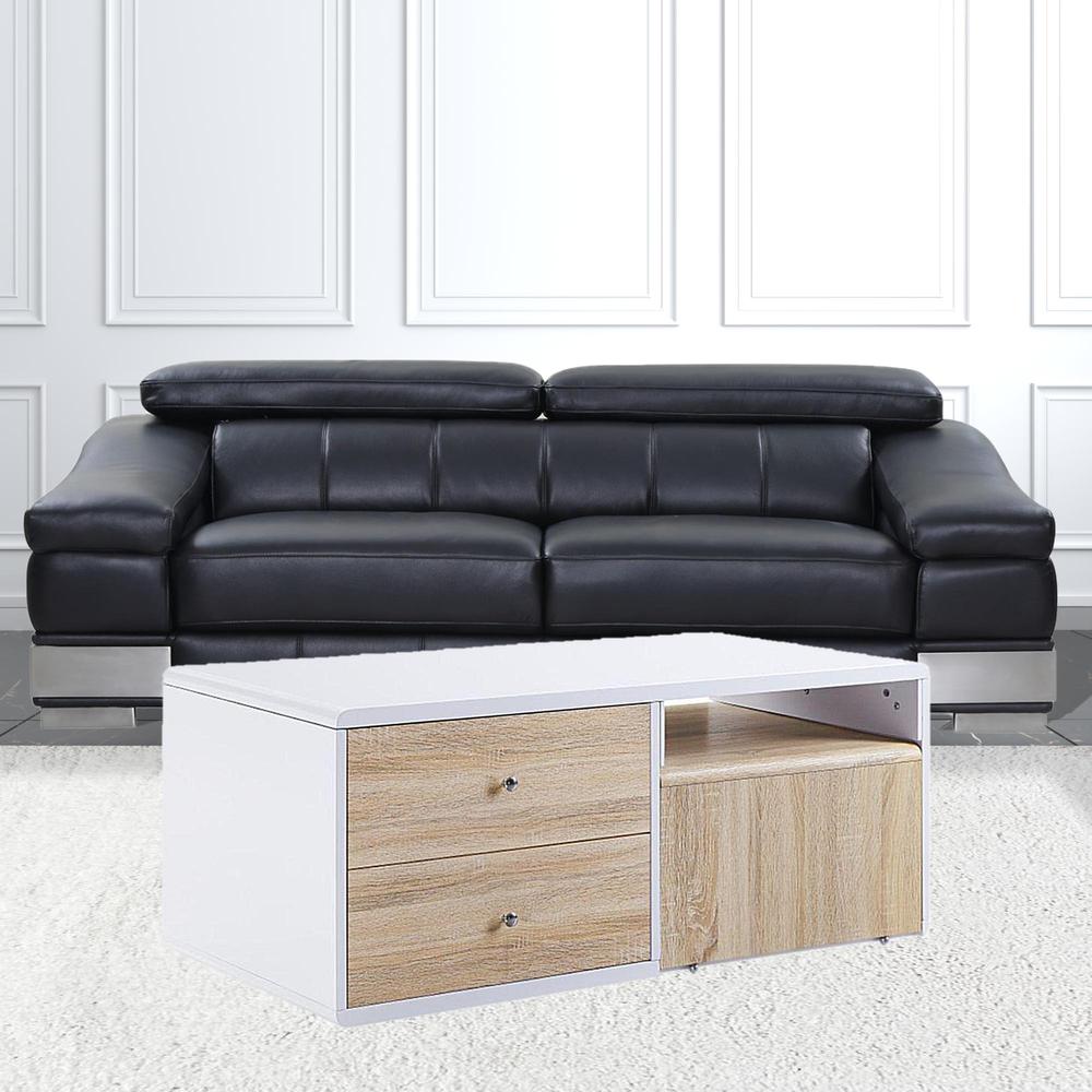 47" White High Gloss Manufactured Wood Rectangular Coffee Table. Picture 3