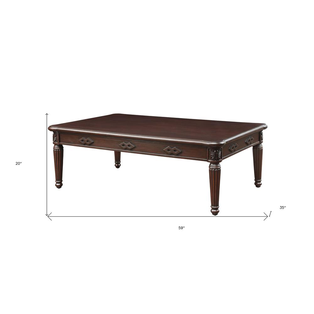59" Espresso Solid Wood Rectangular Coffee Table. Picture 6