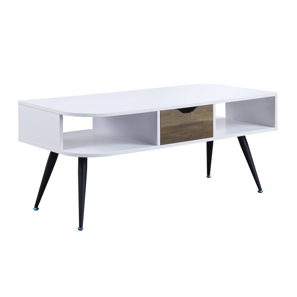 44" Black And White Melamine Veneer And Metal Rectangular Coffee Table. Picture 1