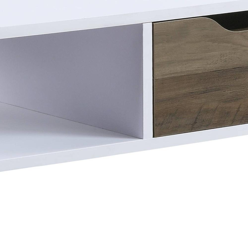 44" Black And White Melamine Veneer And Metal Rectangular Coffee Table. Picture 5