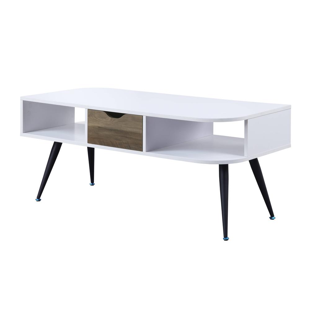44" Black And White Melamine Veneer And Metal Rectangular Coffee Table. Picture 2