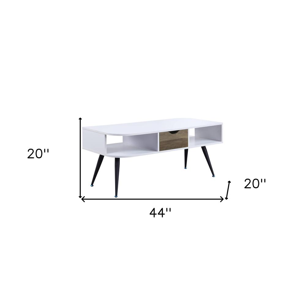 44" Black And White Melamine Veneer And Metal Rectangular Coffee Table. Picture 6