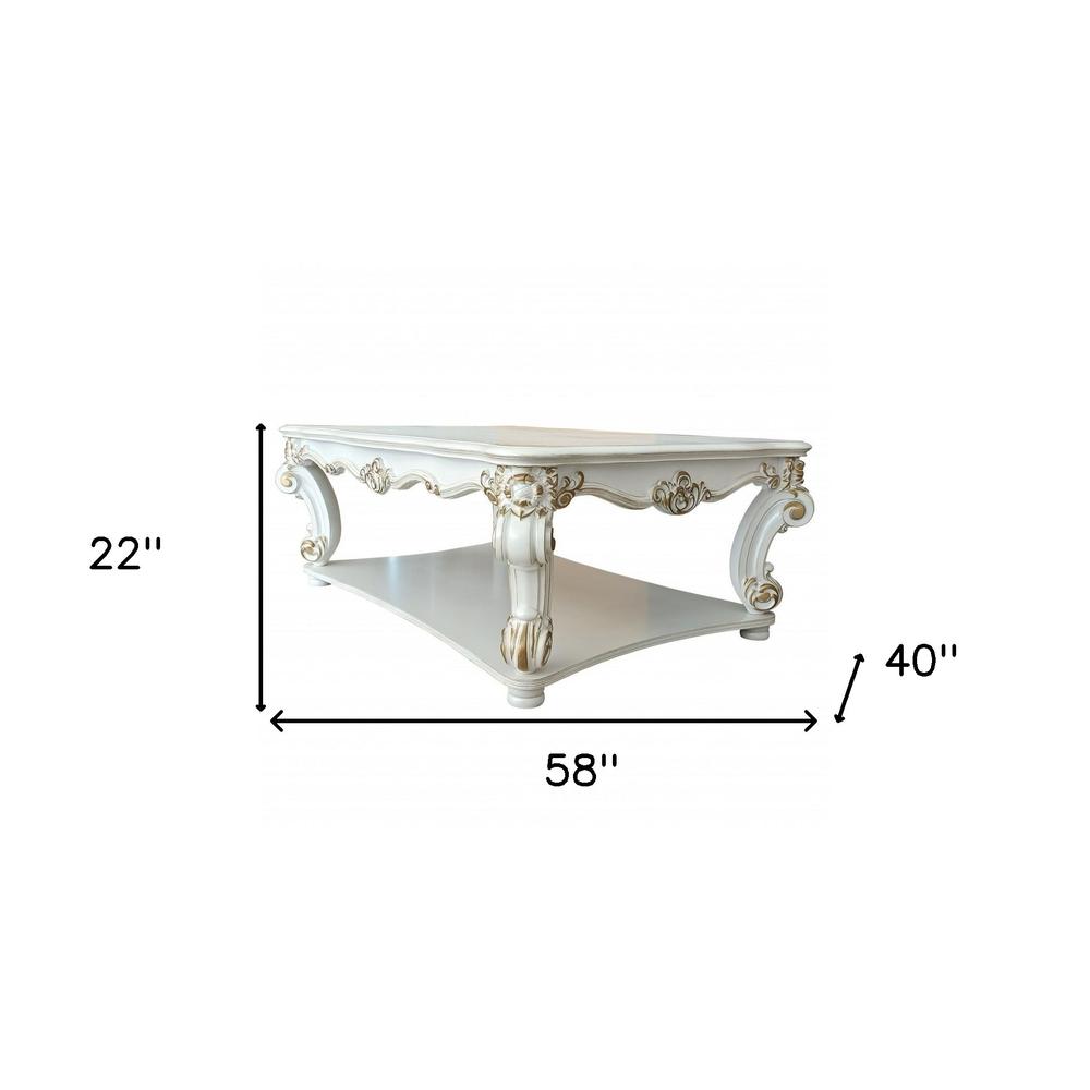 58" Pearl Rectangular Coffee Table with shelf. Picture 8