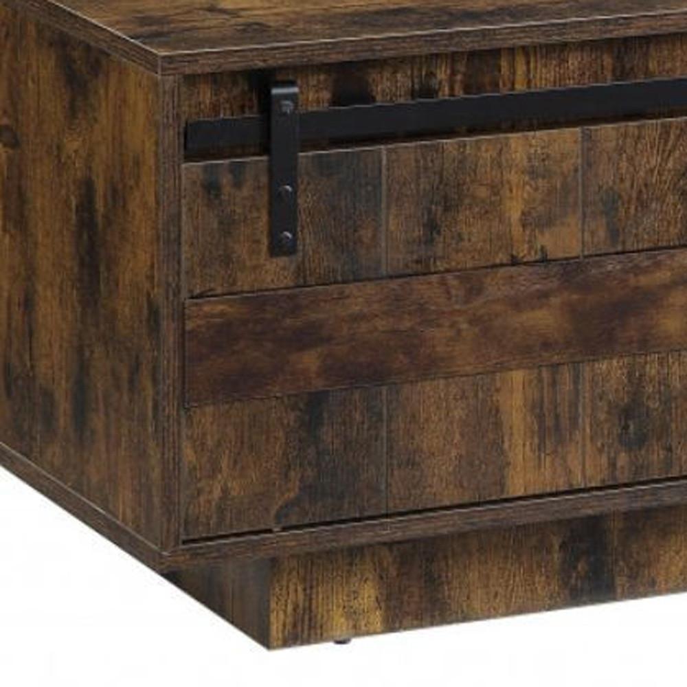 47" Rustic Oak Melamine Veneer And Manufactured Wood Rectangular Coffee Table. Picture 4