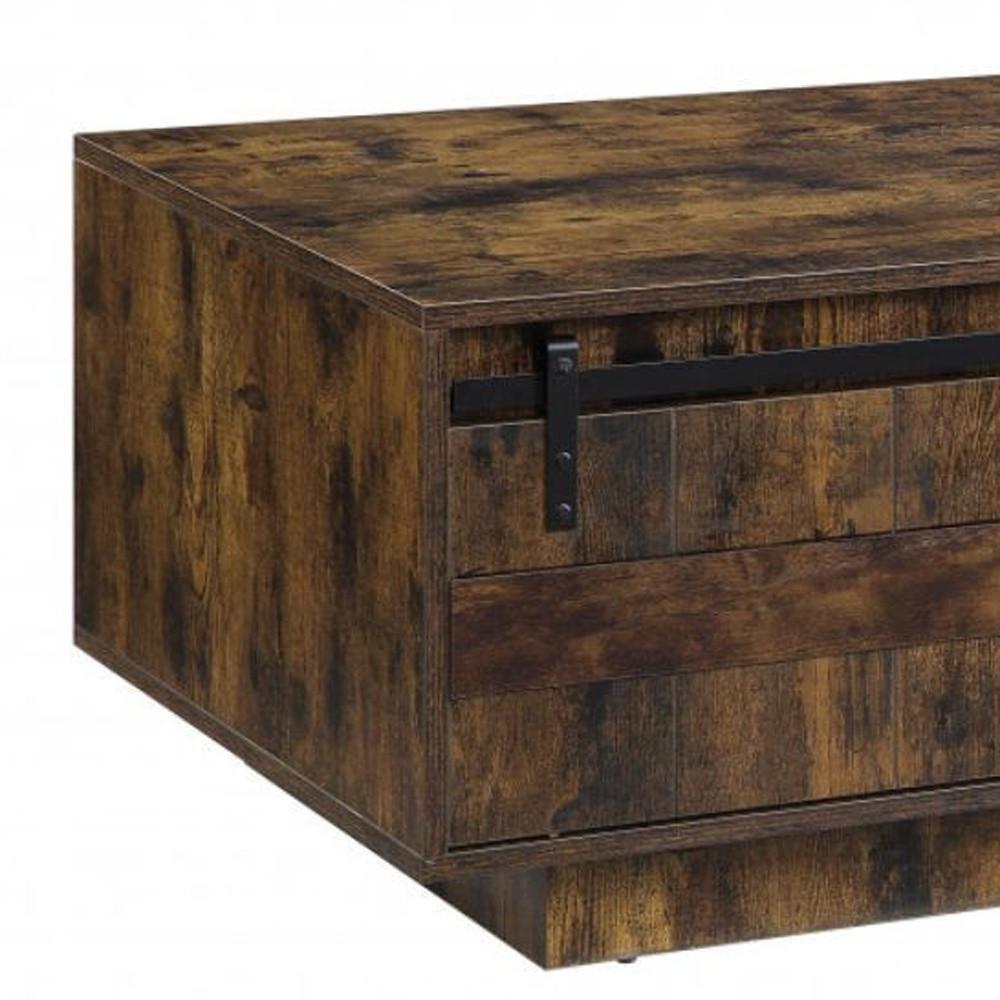 47" Rustic Oak Melamine Veneer And Manufactured Wood Rectangular Coffee Table. Picture 3