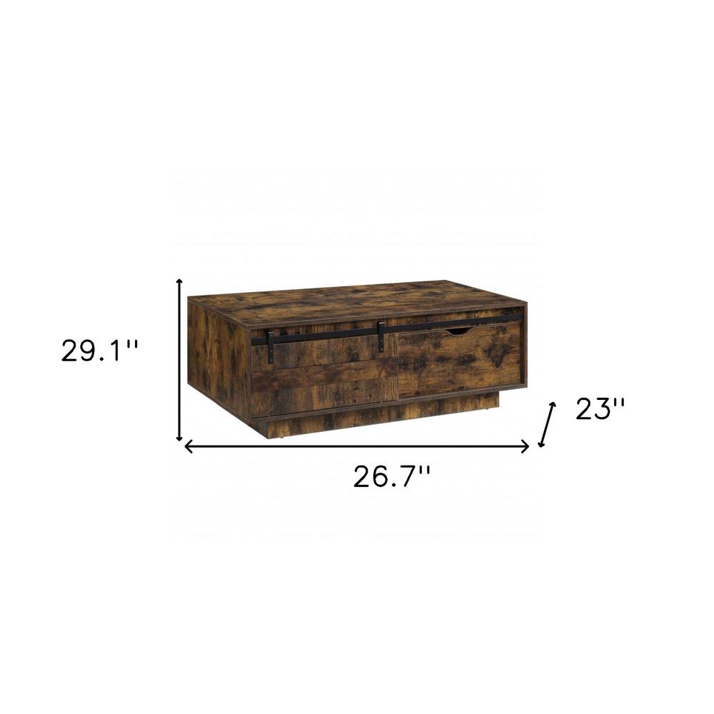 47" Rustic Oak Melamine Veneer And Manufactured Wood Rectangular Coffee Table. Picture 5
