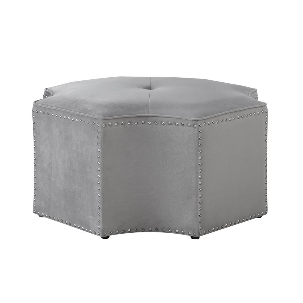 33" Gray Linen Specialty Cocktail Ottoman. Picture 2