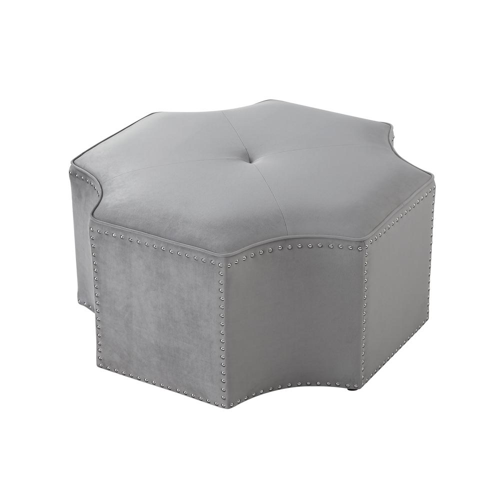 33" Gray Linen Specialty Cocktail Ottoman. Picture 3