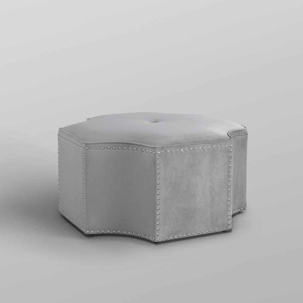 33" Gray Linen Specialty Cocktail Ottoman. Picture 7