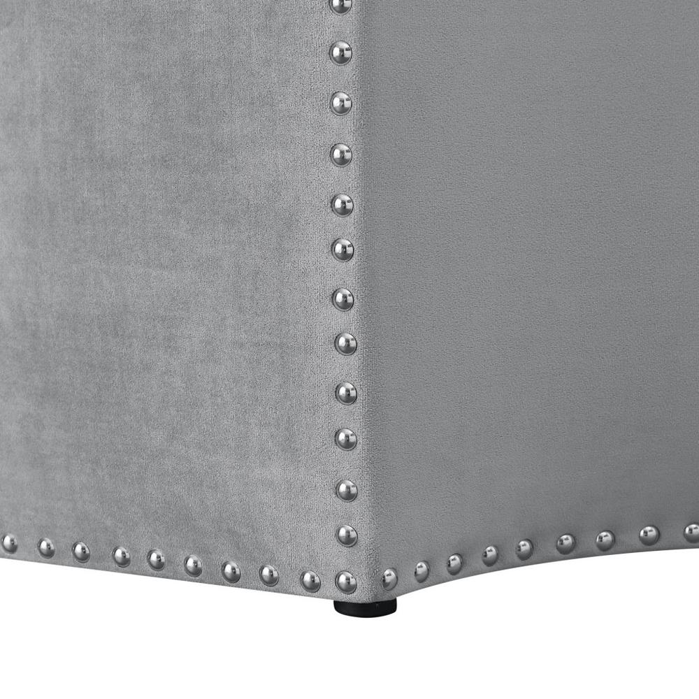 33" Gray Linen Specialty Cocktail Ottoman. Picture 5