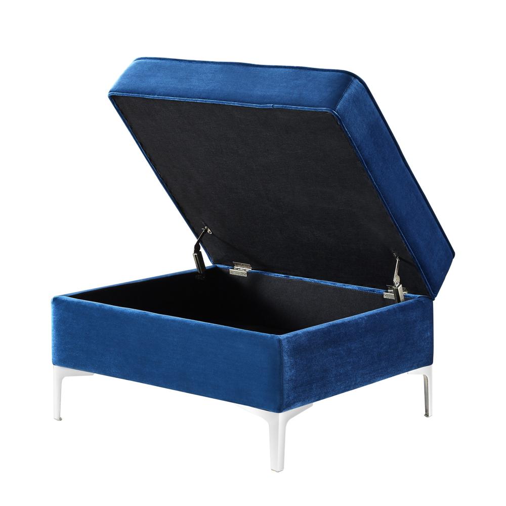 30" Navy Blue Velvet And Silver Storage. Picture 5