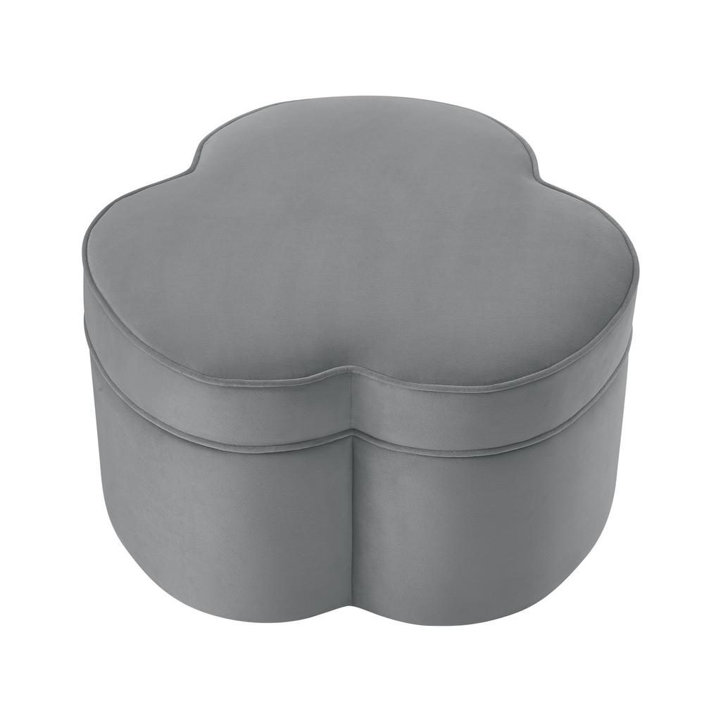 28" Gray Velvet Specialty Cocktail Ottoman. Picture 1