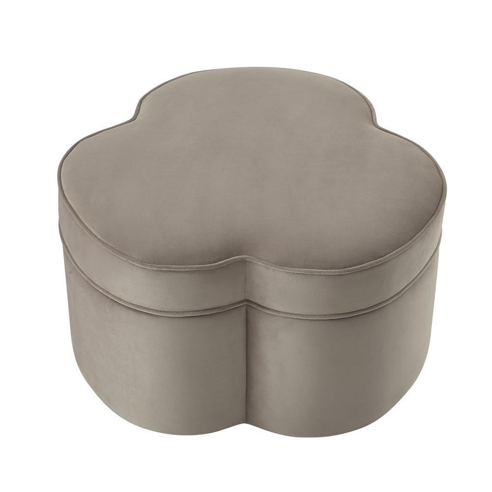 28" Taupe Velvet Specialty Cocktail Ottoman. Picture 1
