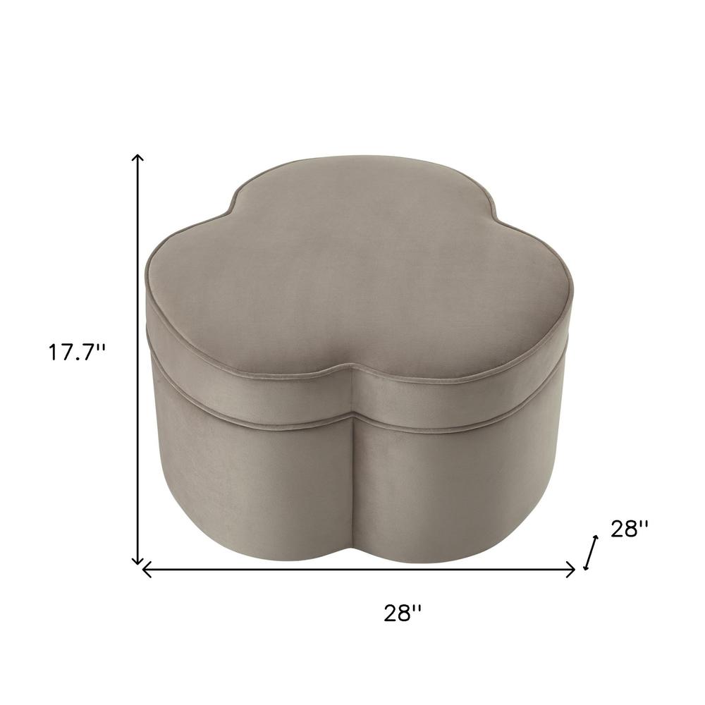 28" Taupe Velvet Specialty Cocktail Ottoman. Picture 5