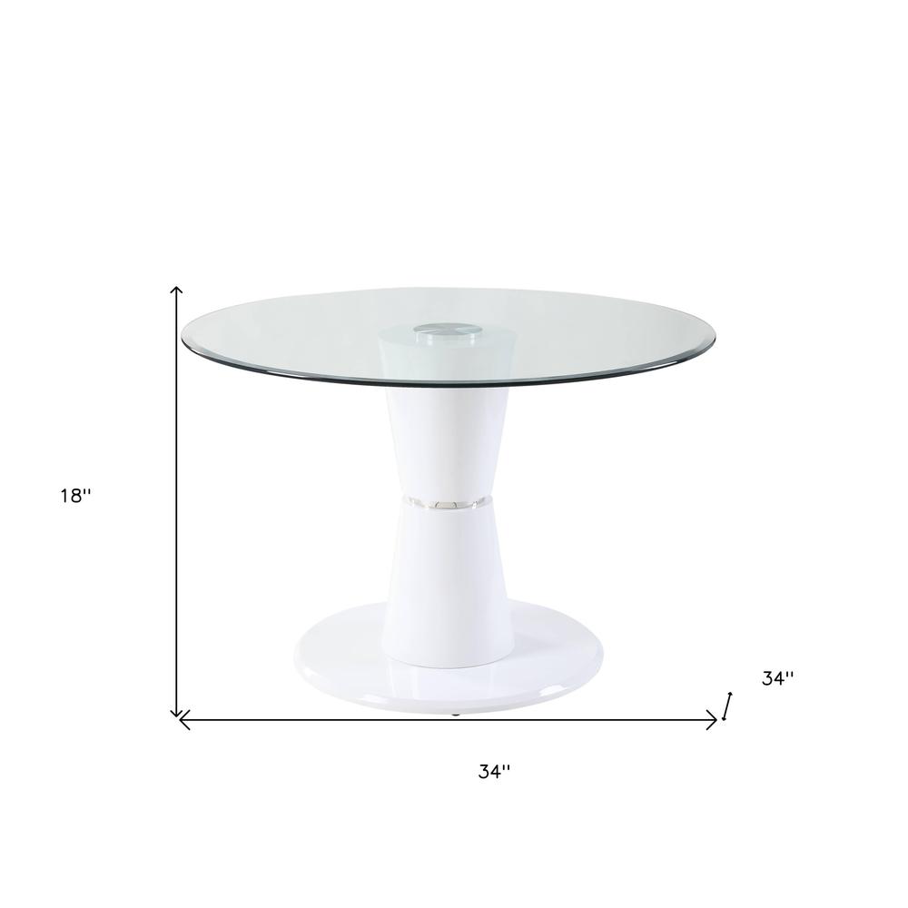 34" Clear And White Glass Round Coffee Table. Picture 4