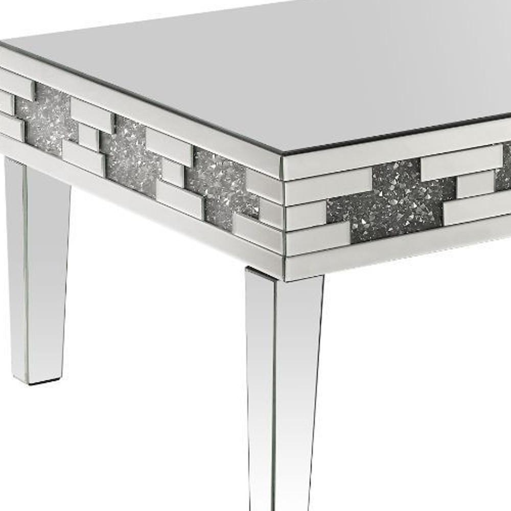 48" Silver Mirrored And Manufactured Wood Rectangular Mirrored Coffee Table. Picture 4