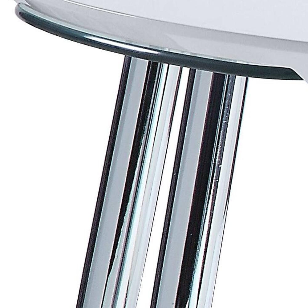 28" Chrome And White Glass Manufactured Wood And Metal Free Form Coffee Table. Picture 4