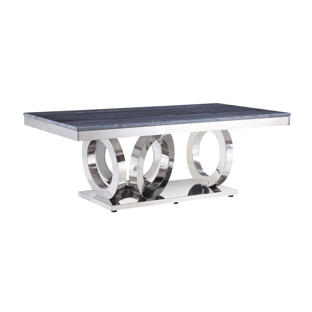 Faux Marble Artificial Marble, Stainless Steel Rectangular Mirrored Coffee Table. Picture 1
